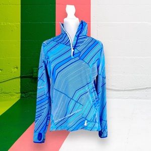 Lands End Blue & White Striped 1/4  Zip Pullover
